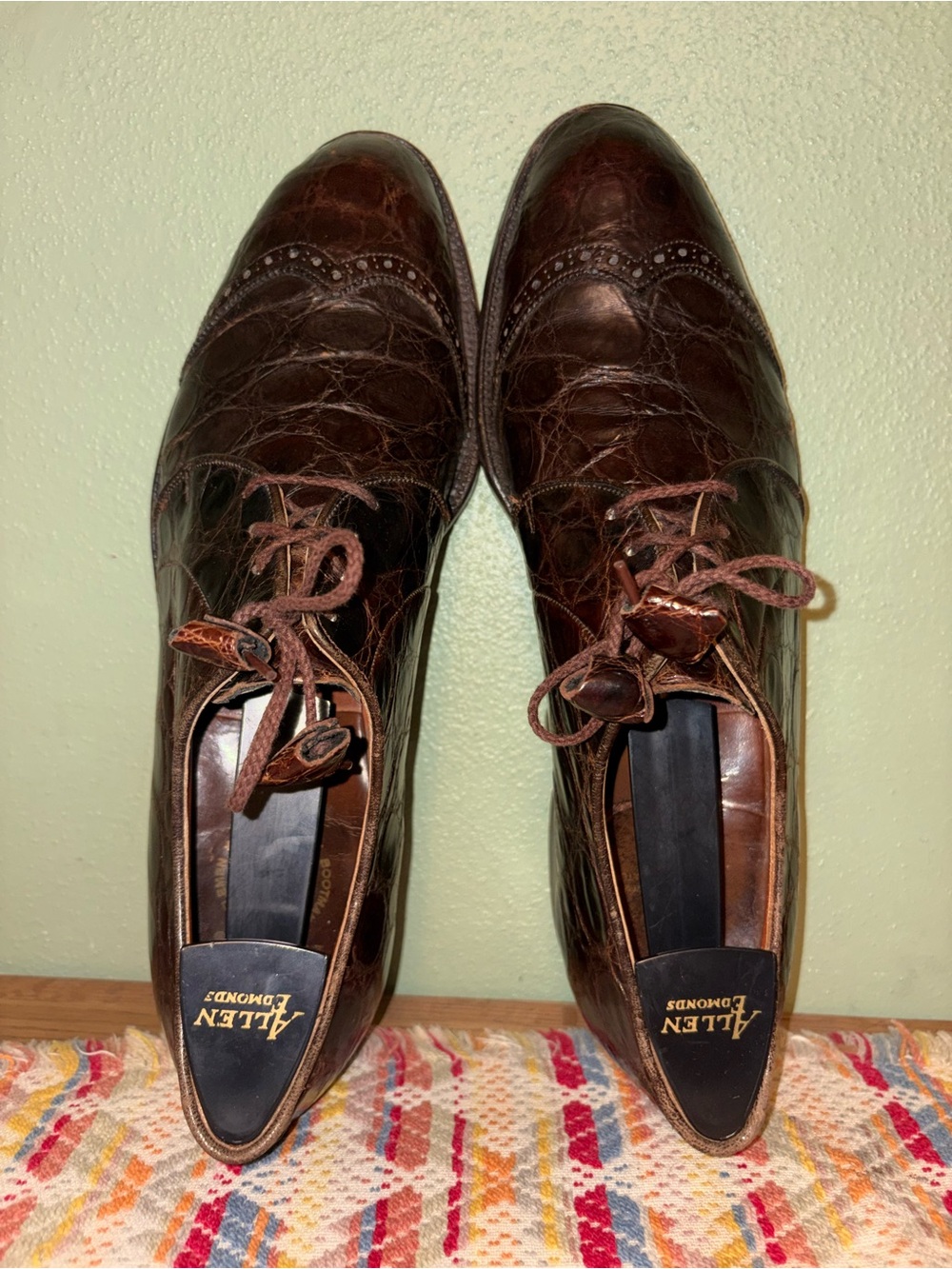 Vintage FootJoy Alligator Brogues Oxford Lace Up Shoes 11AA Narrow